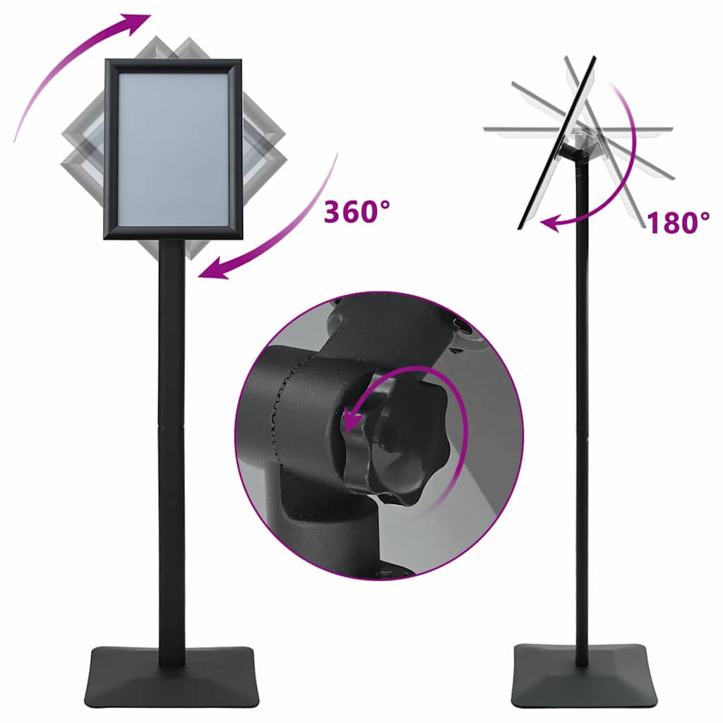 Podest-Posterständer Schwarz A4 Aluminium und PVC