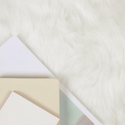 Kunstschaffell Teppich Tafalla Weiß 160 x 160 cm Polyester