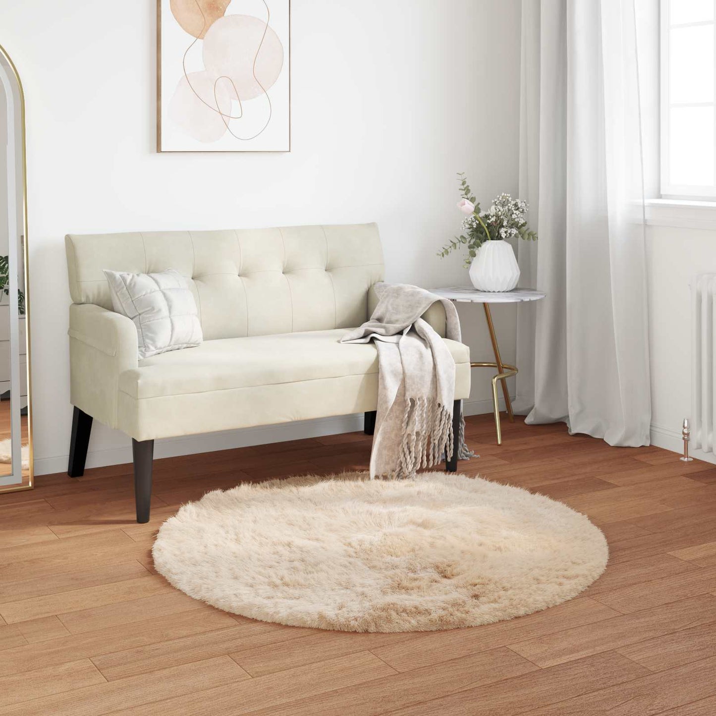 Kunstschaffell Teppich Tafalla Beige Ø 120 cm Polyester