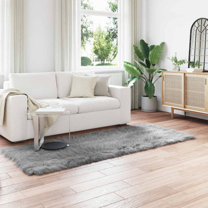 Kunstschaffell Teppich Tafalla Grau 80 x 250 cm Polyester