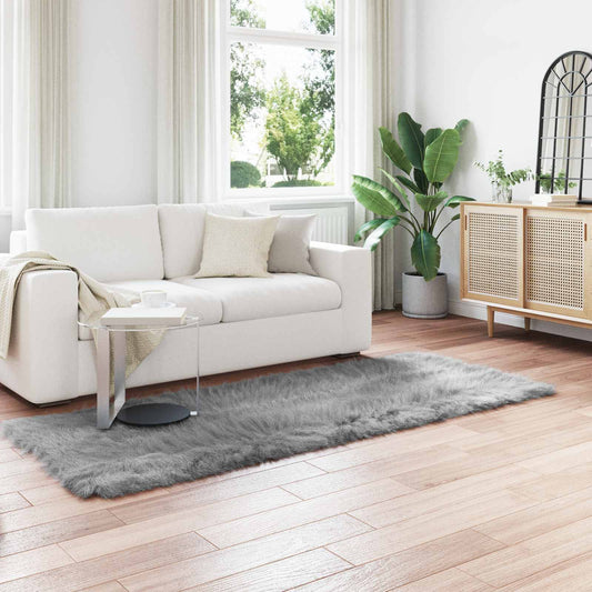 Kunstschaffell Teppich Tafalla Grau 80 x 250 cm Polyester