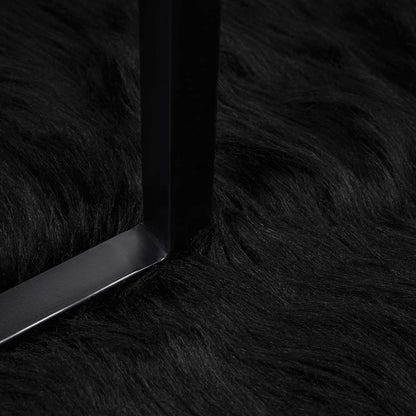 Kunstschaffell Teppich Tafalla Schwarz Ø 100 cm Polyester