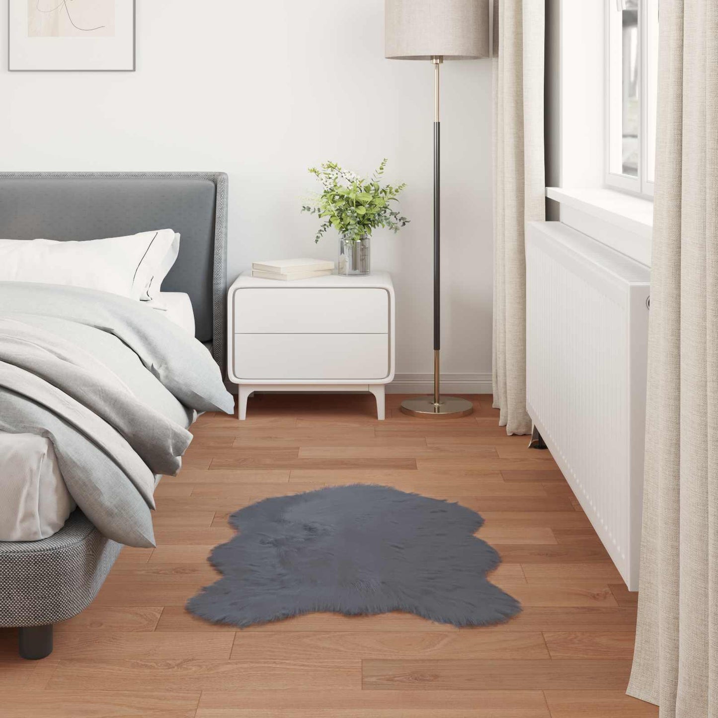 Kunstschaffell Teppich Tafalla Anthrazit 60 x 90 cm Polyester