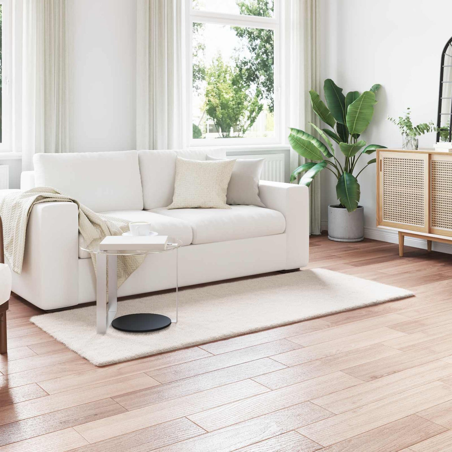 Kunstfell Hasen Teppich Olite Creme 80 x 200 cm Polyester