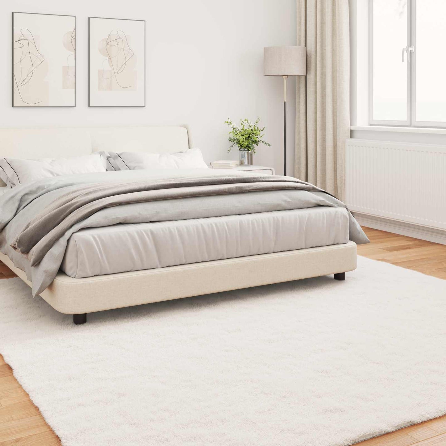 Kunstfell Hasen Teppich Olite Creme 200 x 200 cm Polyester