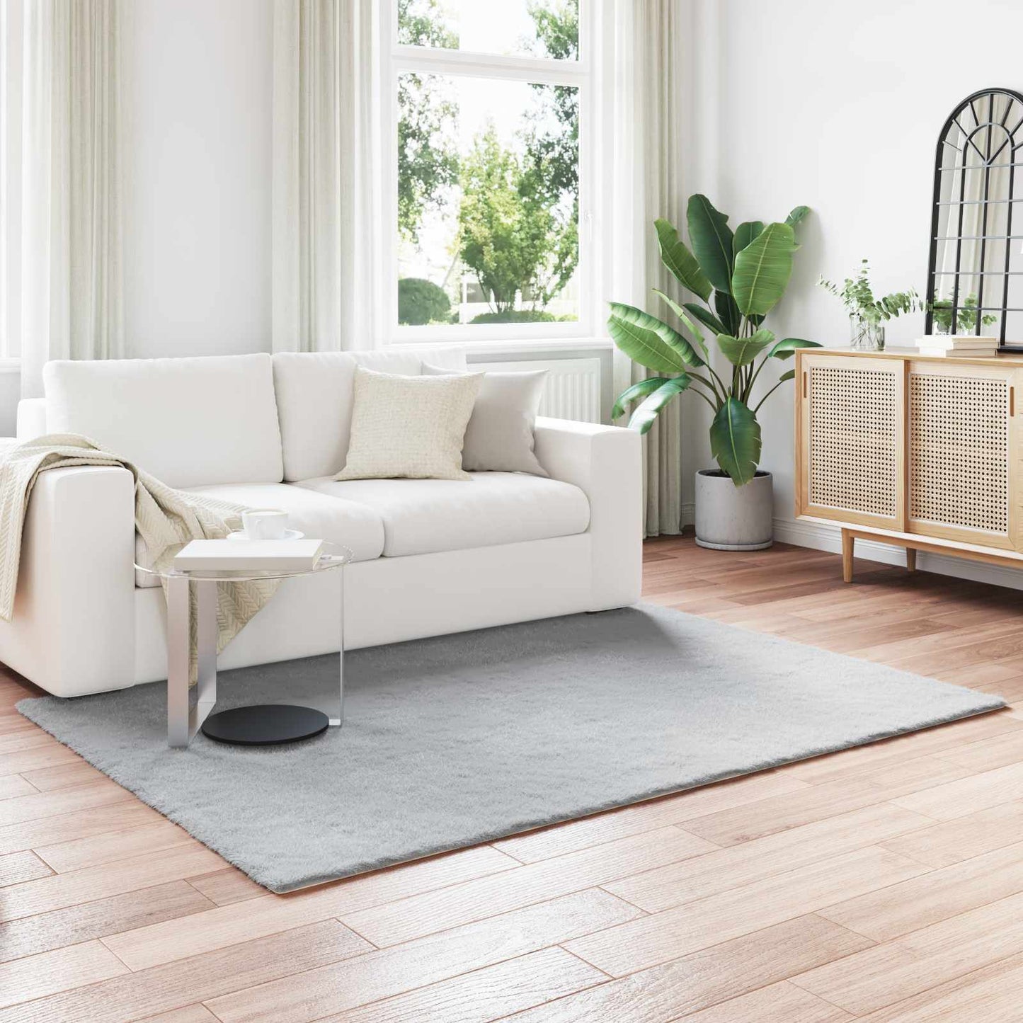 Kunstfell Hasen Teppich Olite Grau 140 x 200 cm Polyester