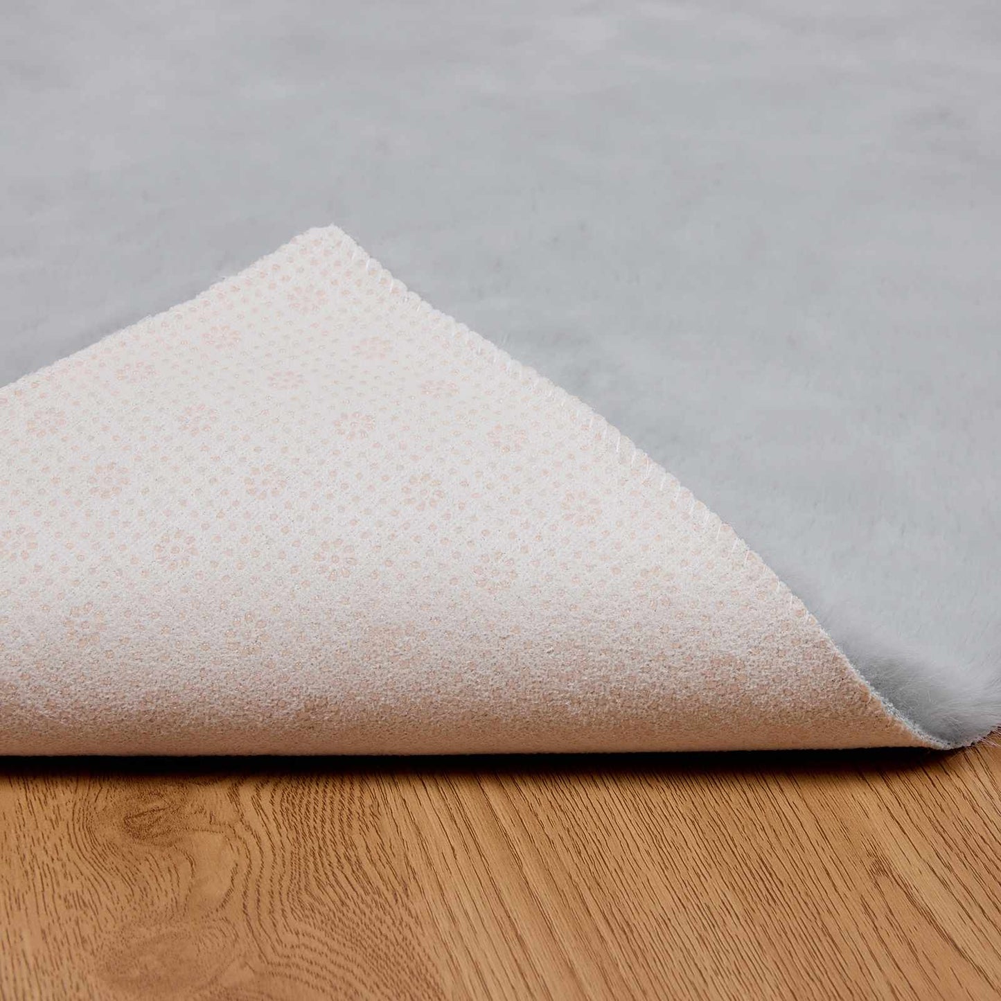 Kunstfell Hasen Teppich Olite Grau 160 x 160 cm Polyester