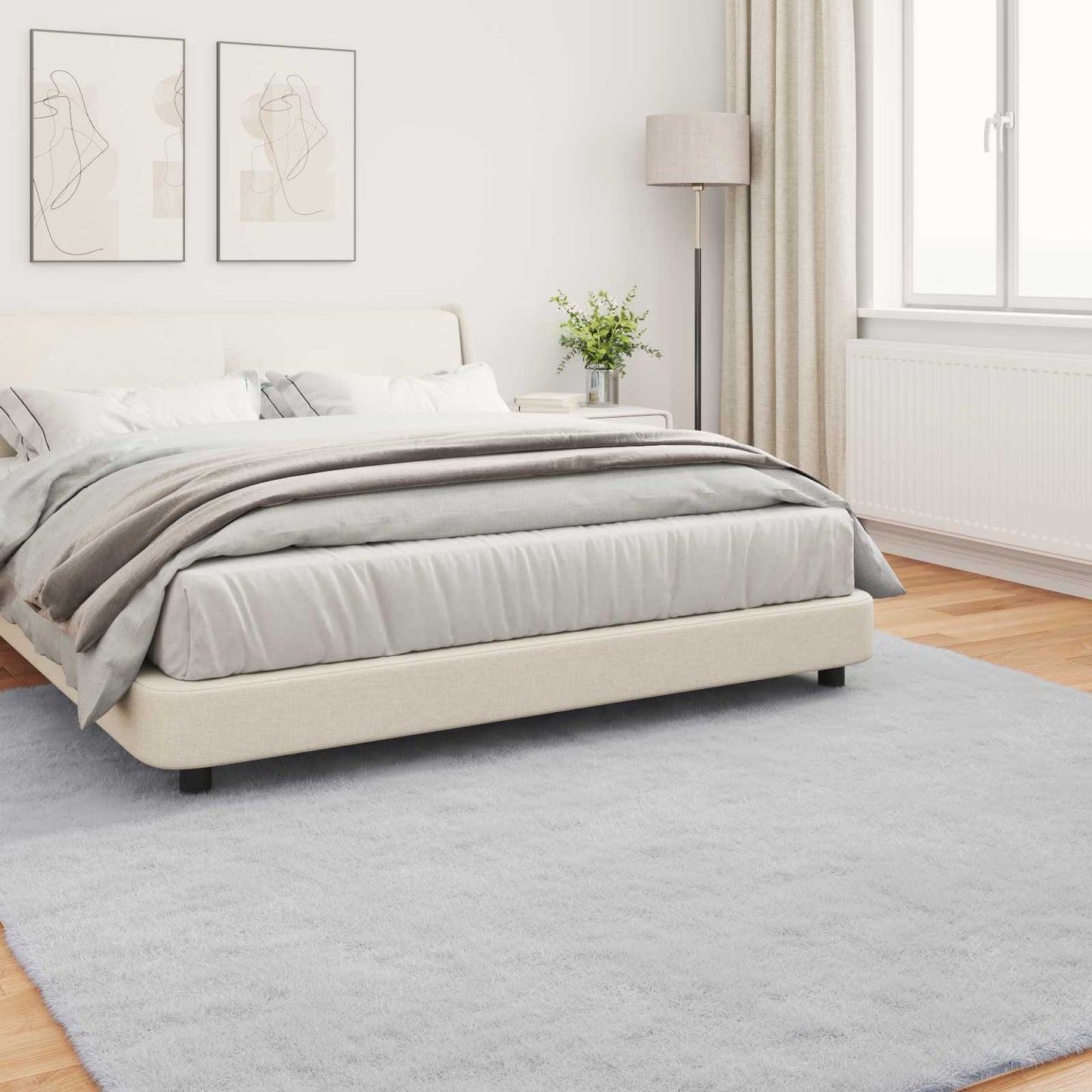 Kunstfell Hasen Teppich Olite Grau 200 x 200 cm Polyester