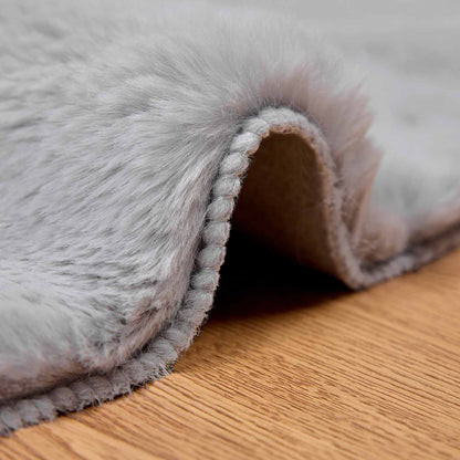 Kunstfell Hasen Teppich Olite Grau Ø 120 cm Polyester