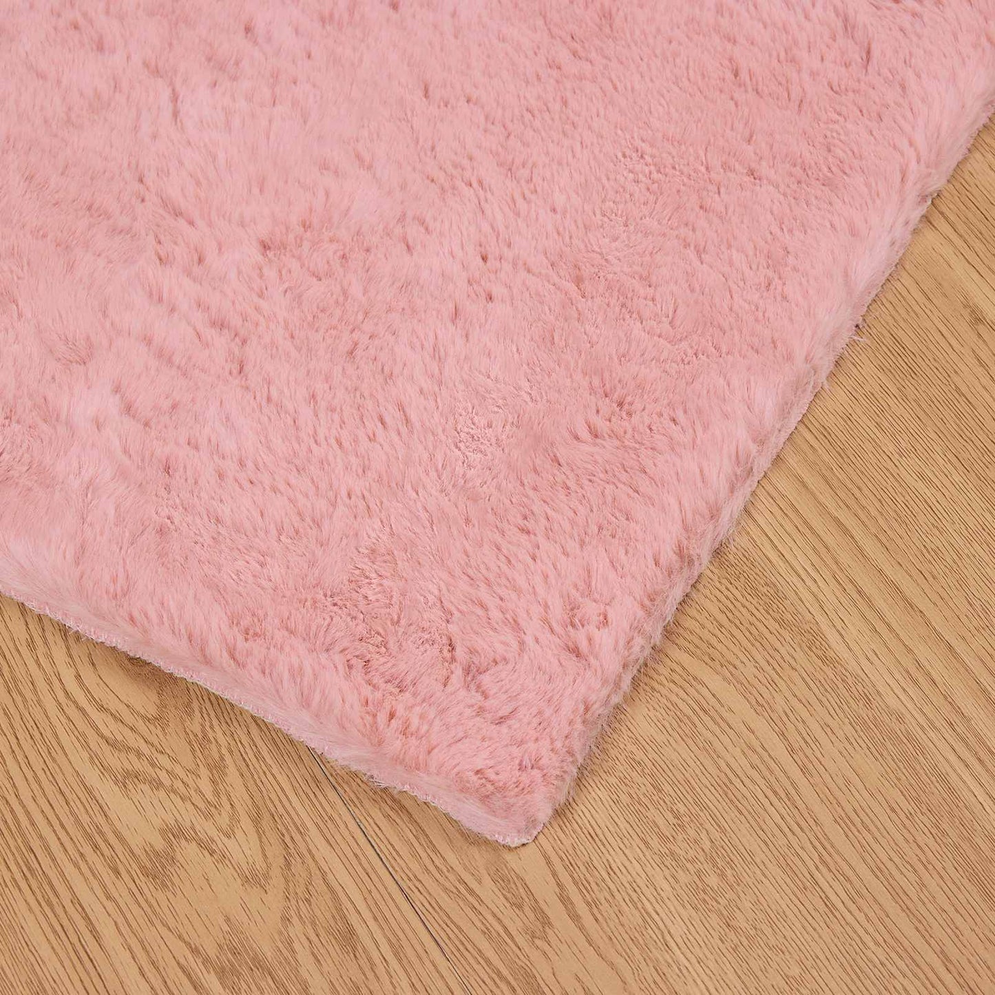 Kunstfell Hasen Teppich Olite Rosa 240 x 240 cm Polyester