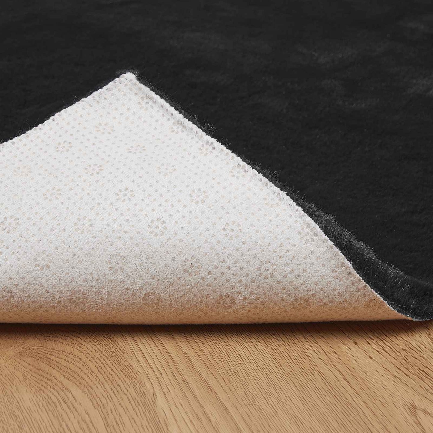 Kunstfell Hasen Teppich Olite Schwarz 240 x 240 cm Polyester
