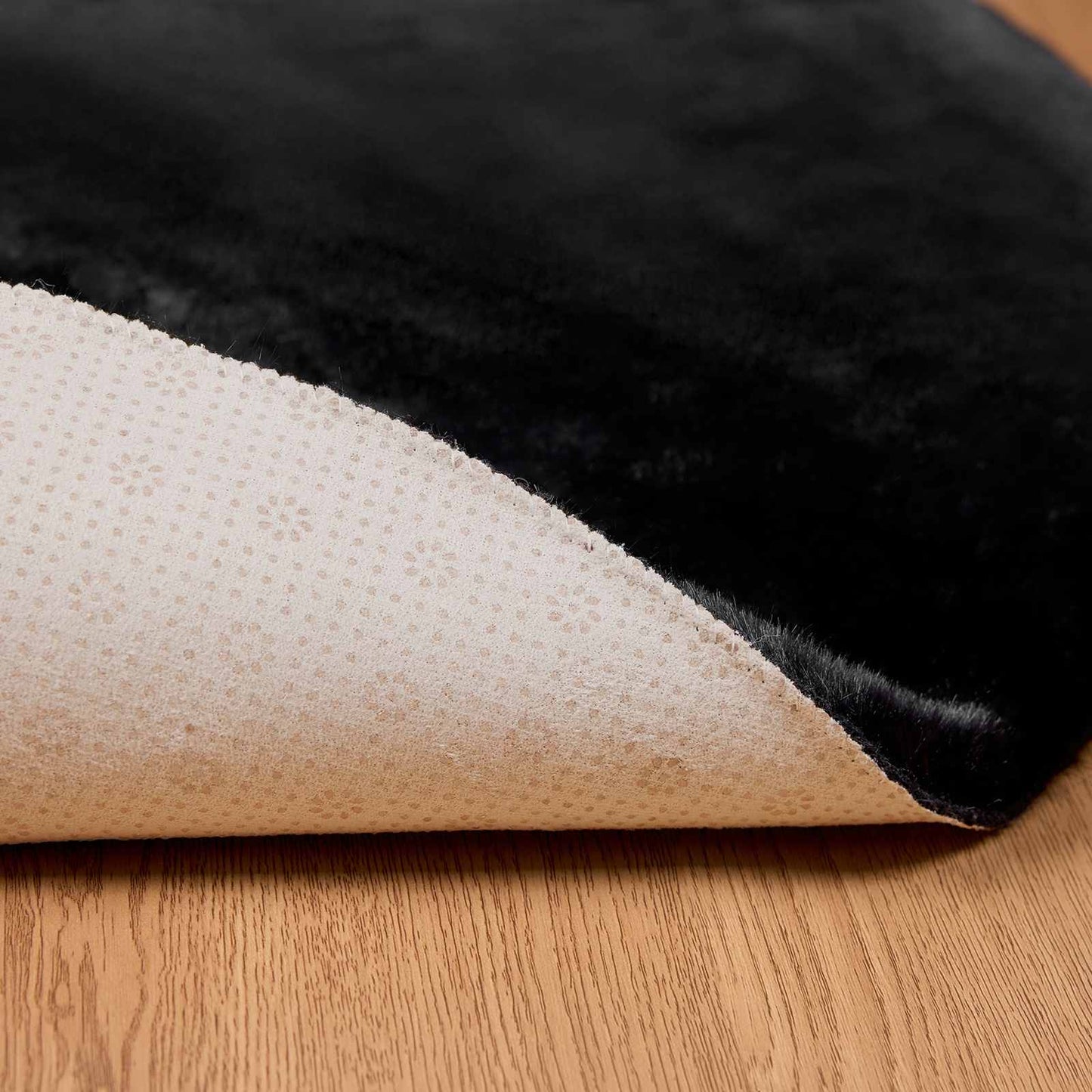 Kunstfell Hasen Teppich Olite Schwarz Ø 200 cm Polyester