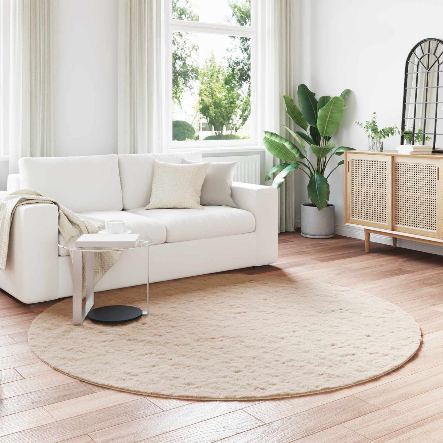 Kunstfell Hasen Teppich Olite Taupe Ø 160 cm Polyester