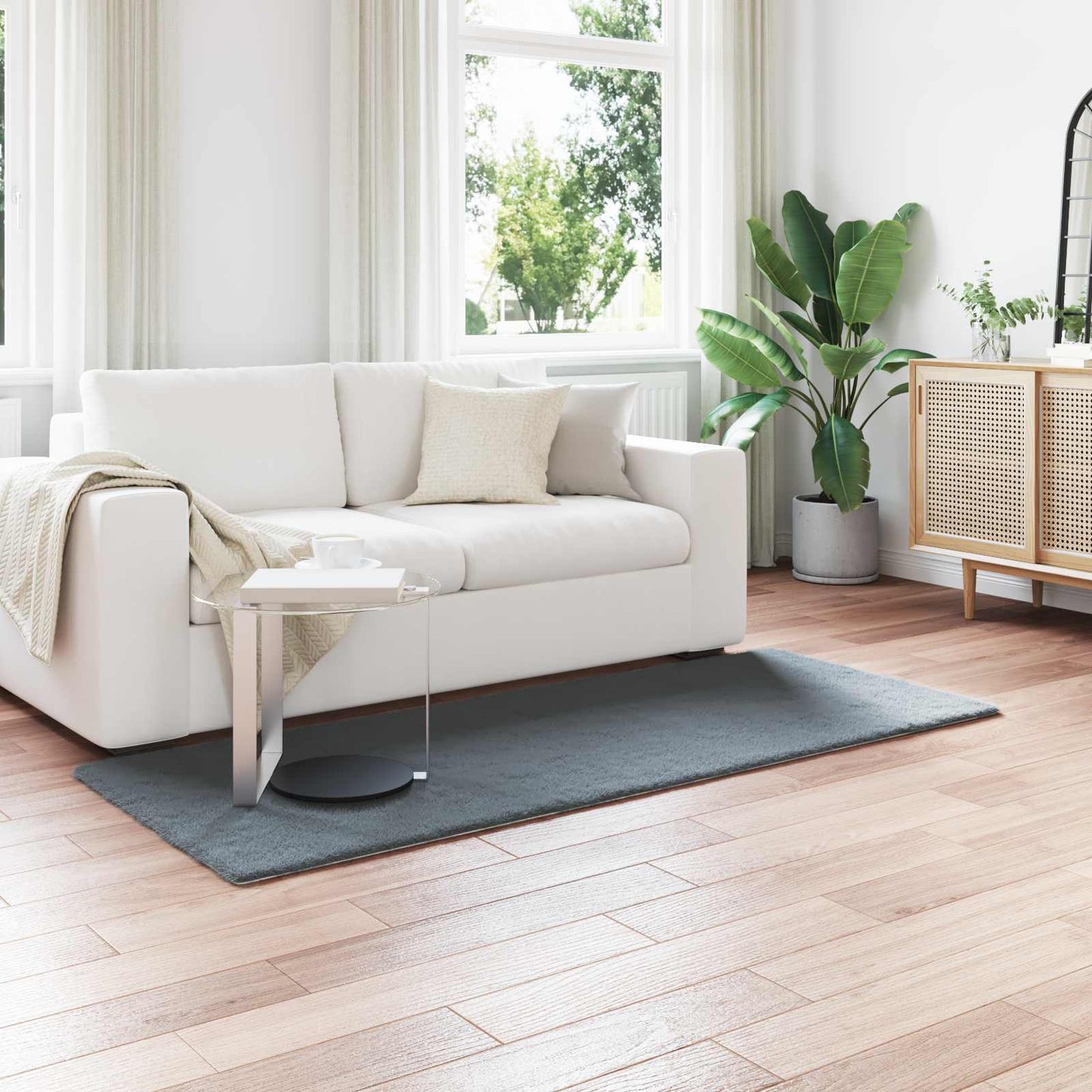 Kunstfell Hasen Teppich Olite Anthrazit 80 x 200 cm Polyester