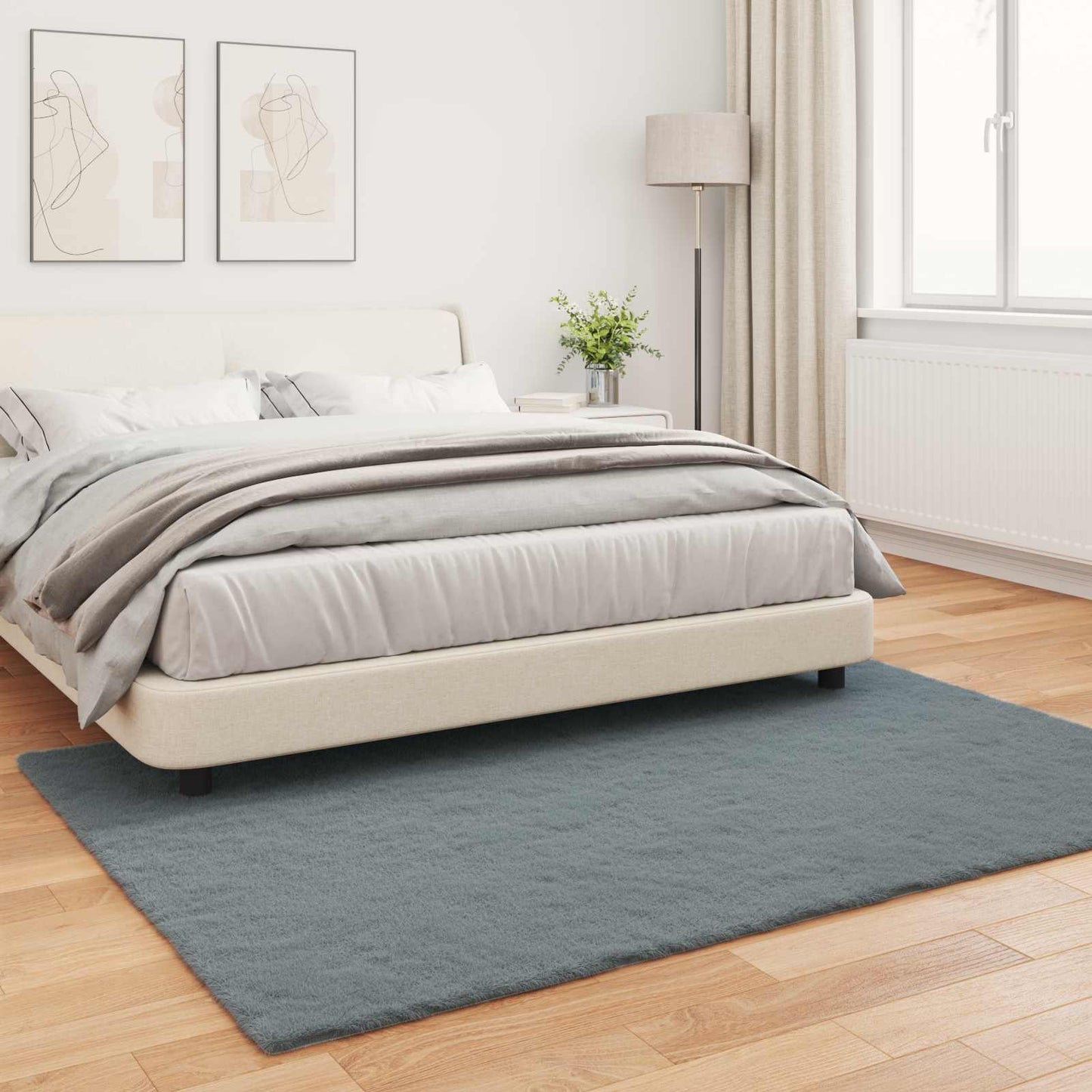 Kunstfell Hasen Teppich Olite Anthrazit 140 x 200 cm Polyester