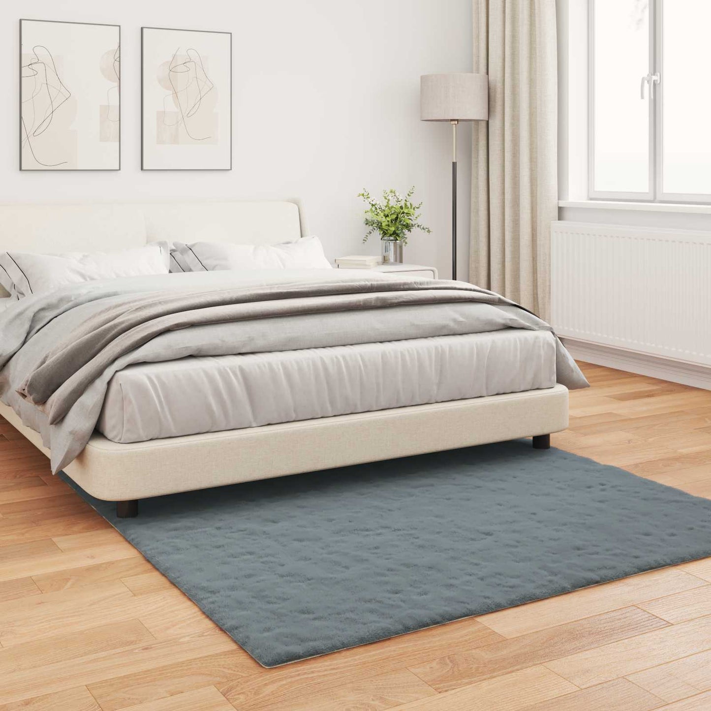 Kunstfell Hasen Teppich Olite Anthrazit 160 x 160 cm Polyester