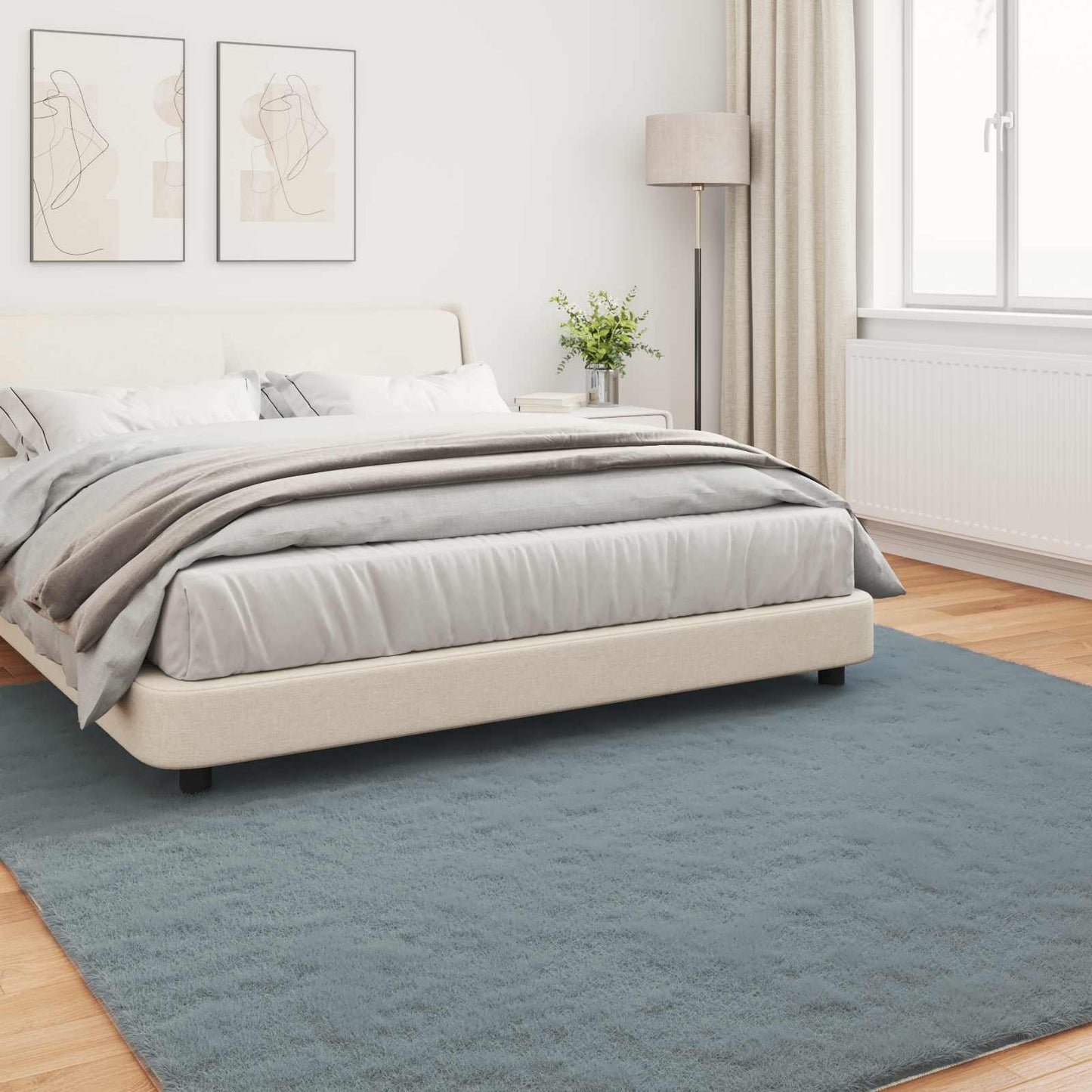 Kunstfell Hasen Teppich Olite Anthrazit 200 x 200 cm Polyester