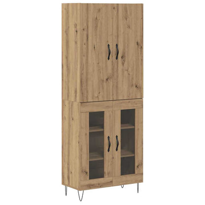 Highboard 2 pcs Artisan-Eiche Ingenieurholz und Glas