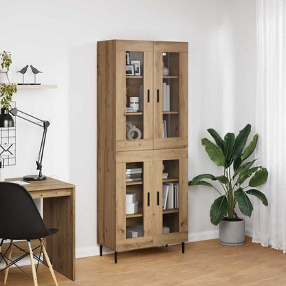 Highboard 2 pcs Artisan-Eiche Engineered Wood und Glas