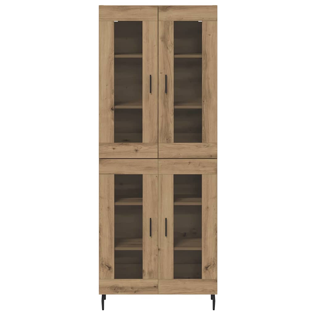 Highboard 2 pcs Artisan-Eiche Engineered Wood und Glas