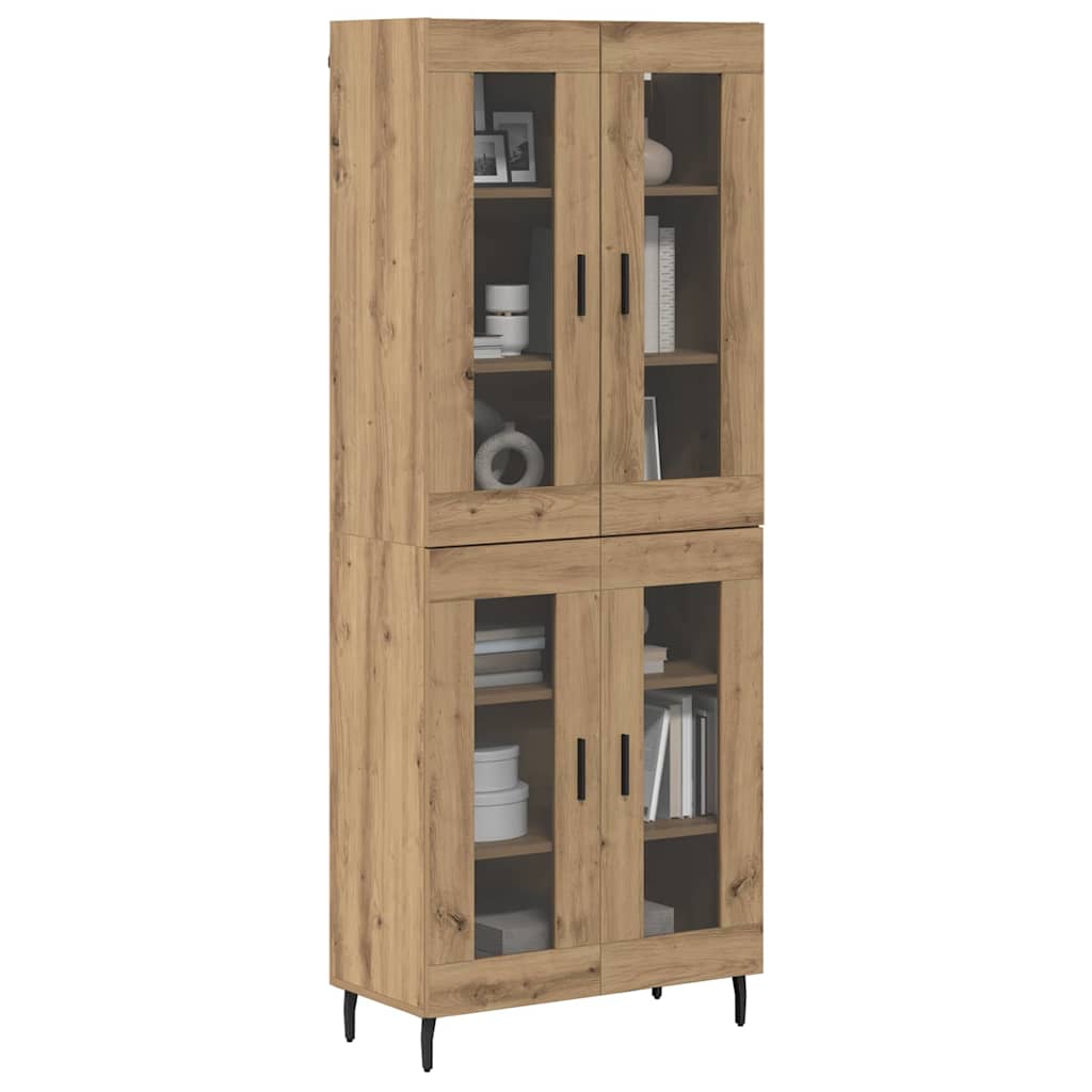 Highboard 2 pcs Artisan-Eiche Engineered Wood und Glas