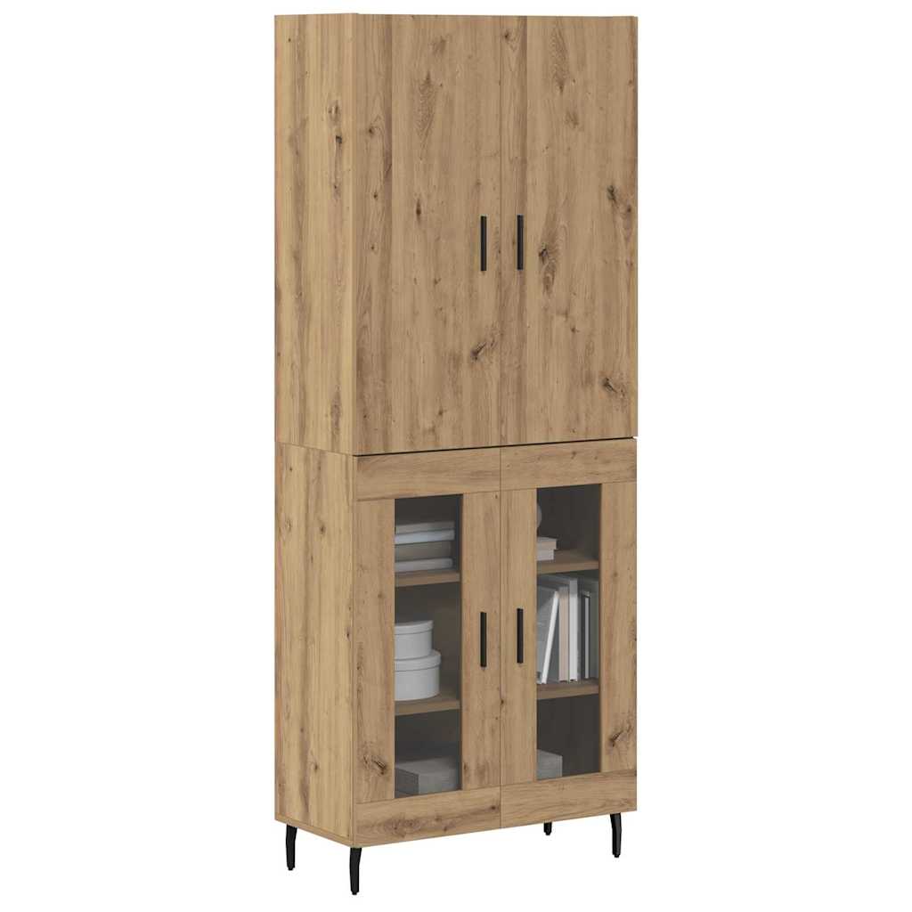 Highboard Altholz 69,5 x 34 x 180 cm Engineered Wood und Glas