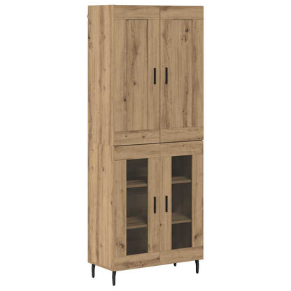 Highboard 2 pcs Artisan-Eiche Engineered Wood und Glas