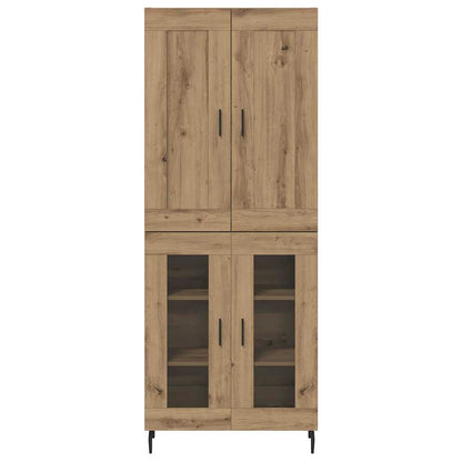 Highboard 2 pcs Artisan-Eiche Engineered Wood und Glas