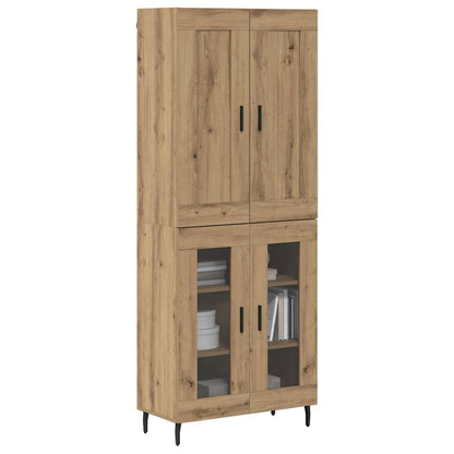 Highboard 2 pcs Artisan-Eiche Engineered Wood und Glas