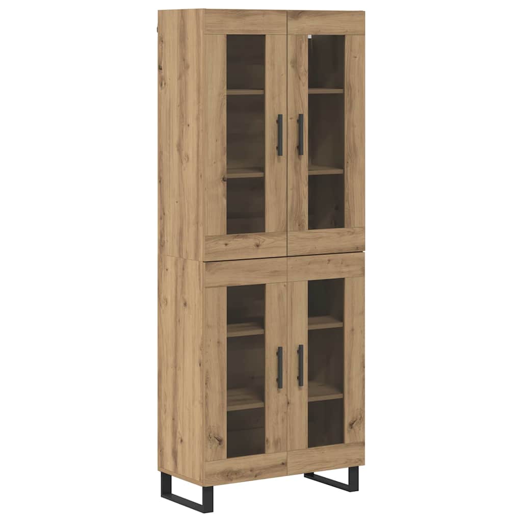 Highboard 2 pcs Artisan-Eiche Engineered Wood und Glas