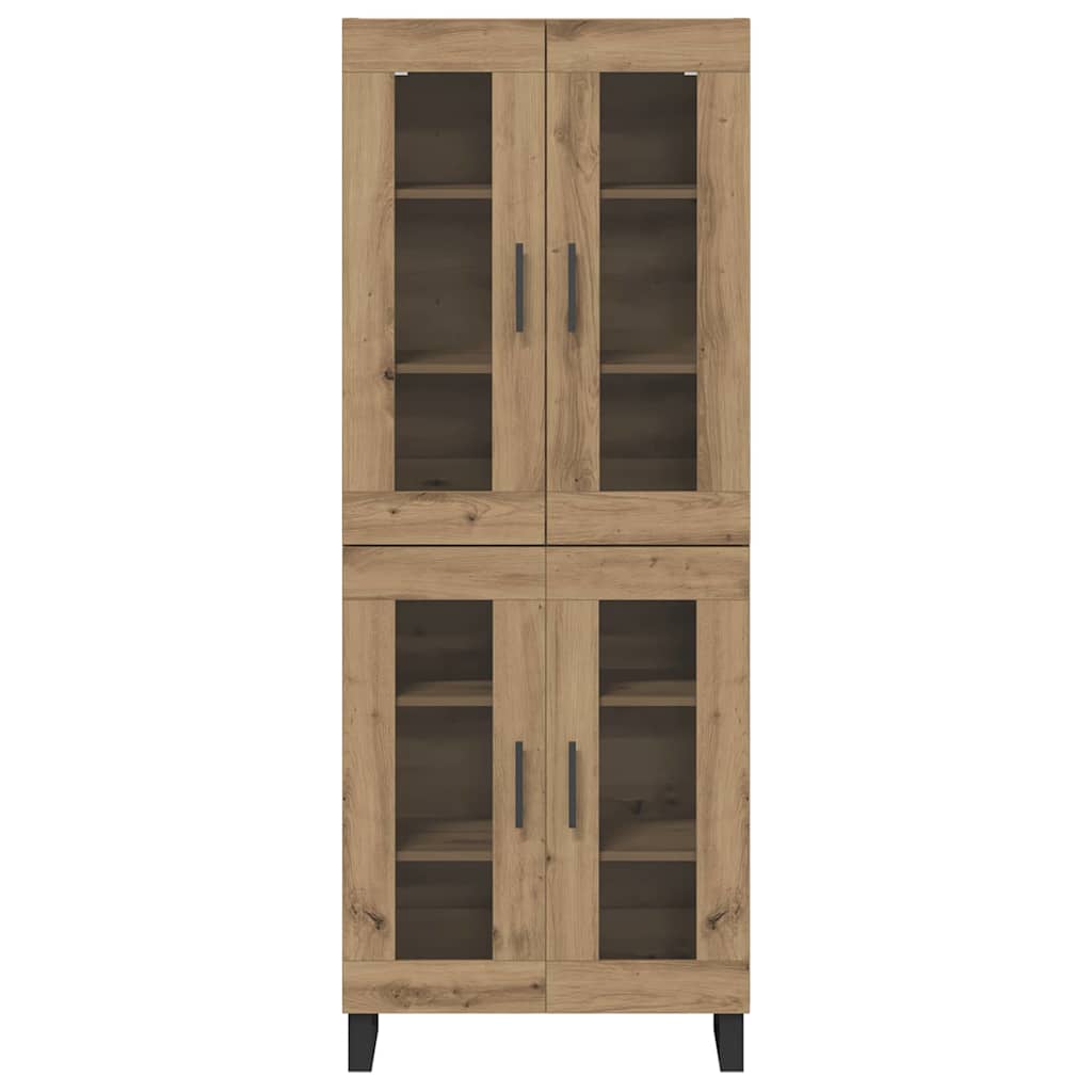 Highboard 2 pcs Artisan-Eiche Engineered Wood und Glas