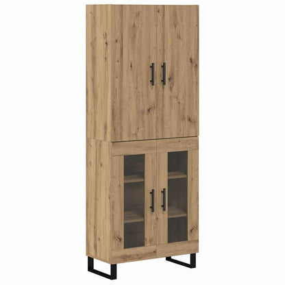 Highboard 2 pcs Artisan-Eiche Engineered Wood und Glas