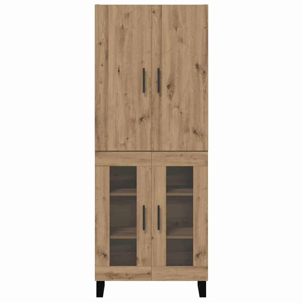 Highboard 2 pcs Artisan-Eiche Engineered Wood und Glas