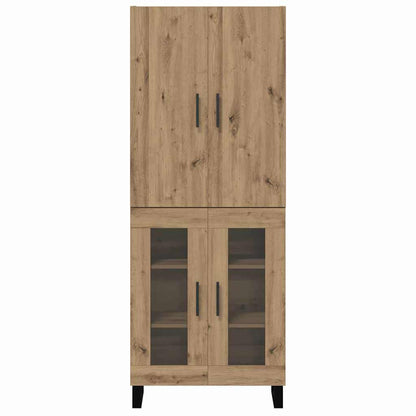 Highboard 2 pcs Artisan-Eiche Engineered Wood und Glas