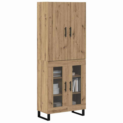 Highboard 2 pcs Artisan-Eiche Engineered Wood und Glas