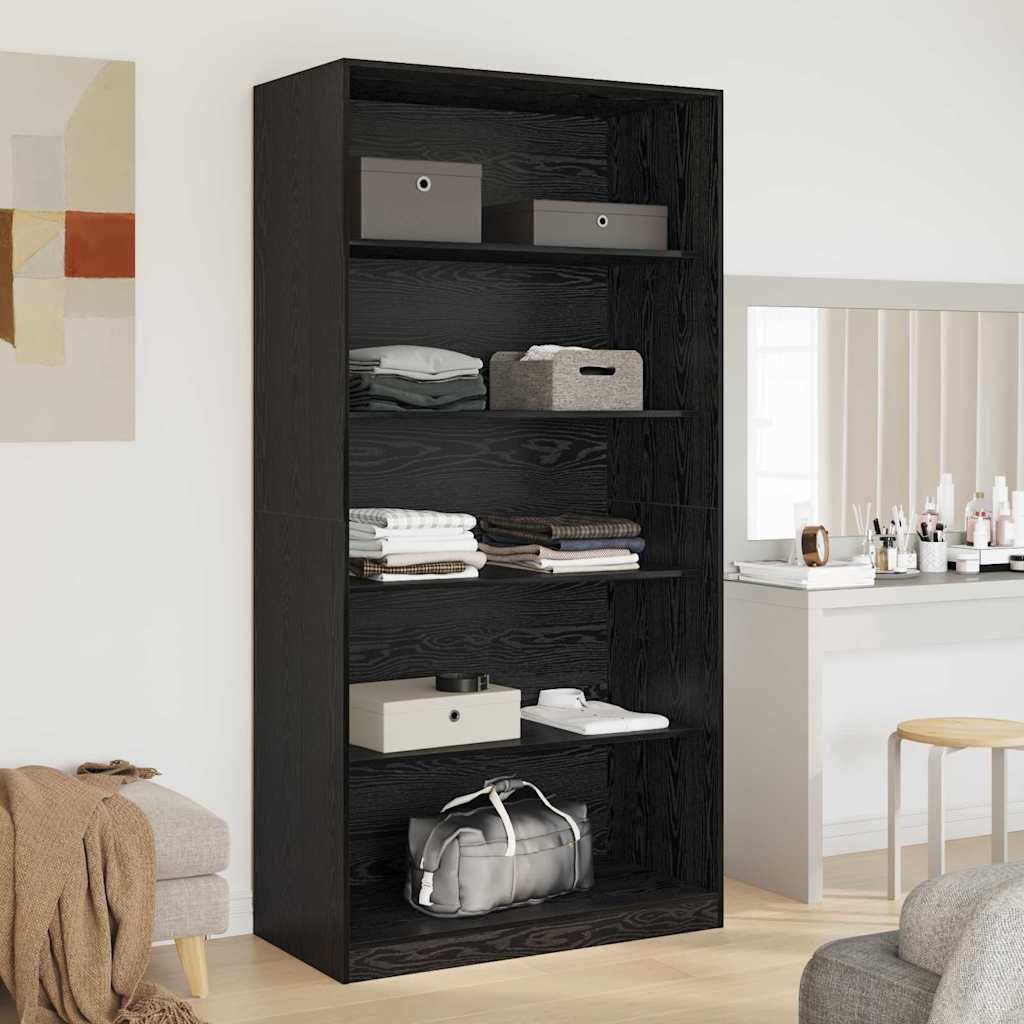 Kleiderschrank mit Regal Schwarz Eichen-Optik 100 x 50 x 200 cm