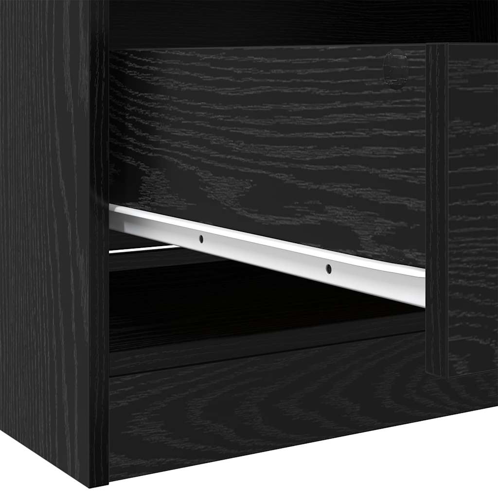Kleiderschrank Schwarz Eichen-Optik 80 x 50 x 200 cm