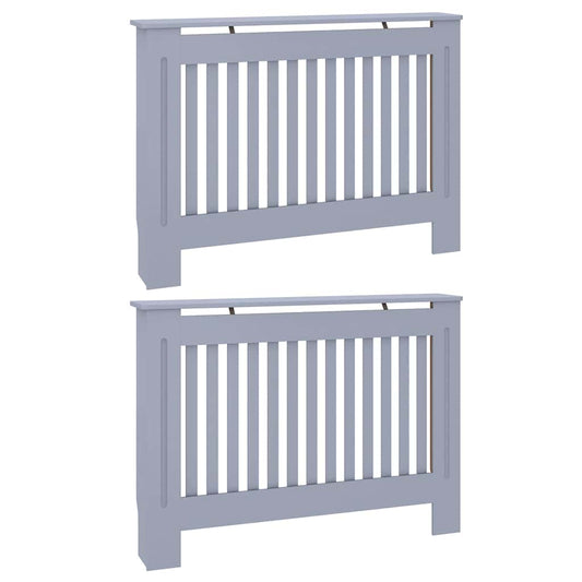 Heizkörperabdeckung 2 pcs Grau 112x19x81,5cm TechnischesHolz