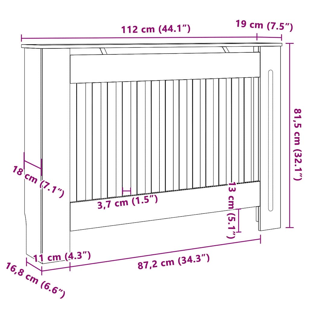 Heizkörperabdeckung 2 pcs Schwarz 112x19x81.5cm Holzwerkstoff