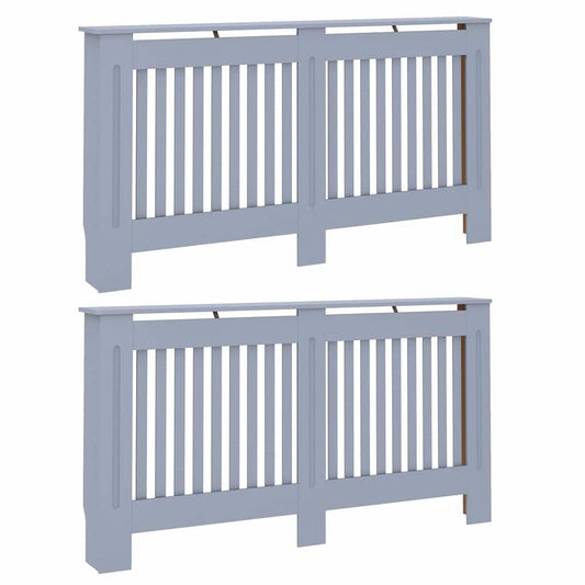 Heizkörperabdeckung 2 pcs Grau 152x19x81.5cm Holzwerkstoff