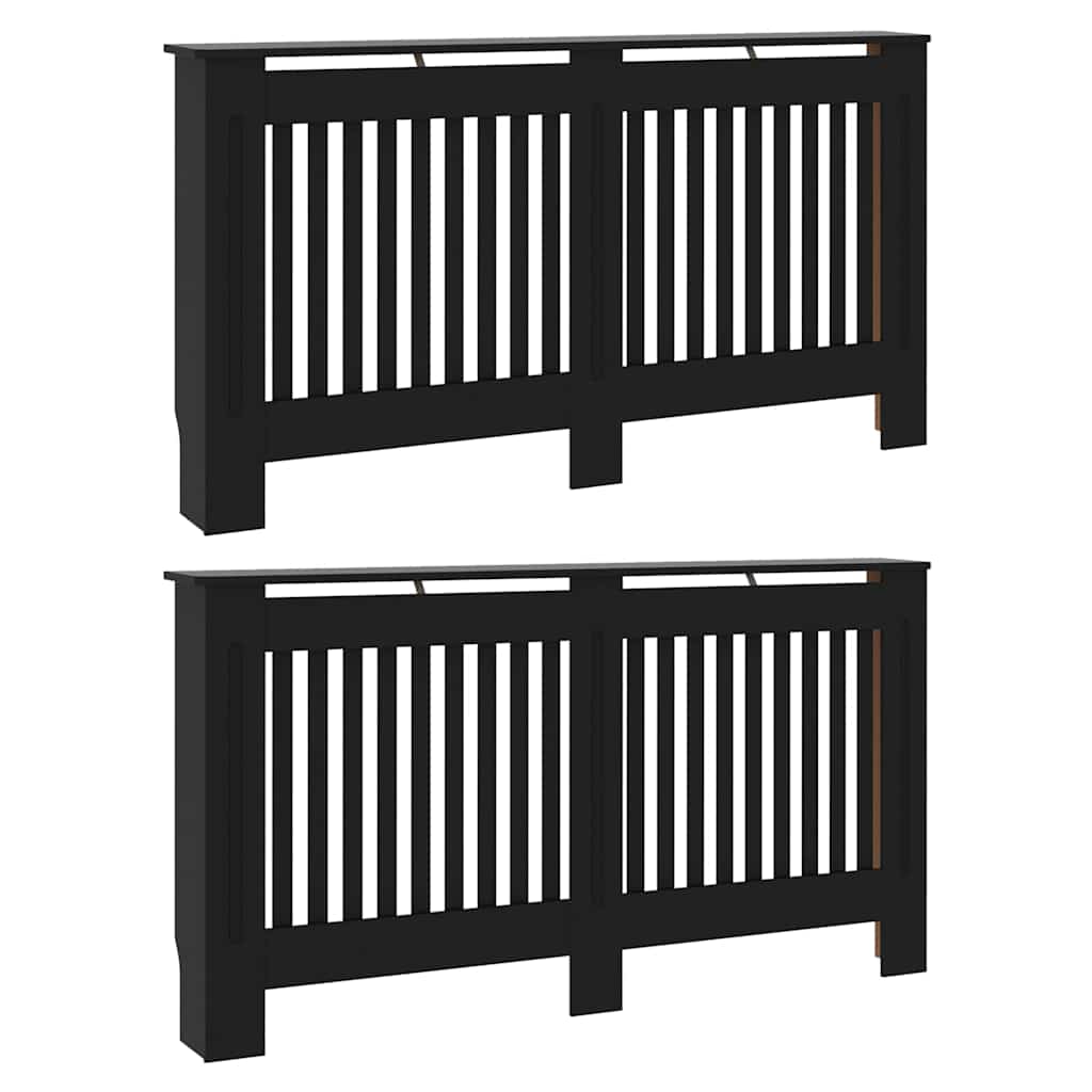 Heizkörperabdeckung 2 pcs Schwarz 152x19x81.5cm Holzwerkstoff