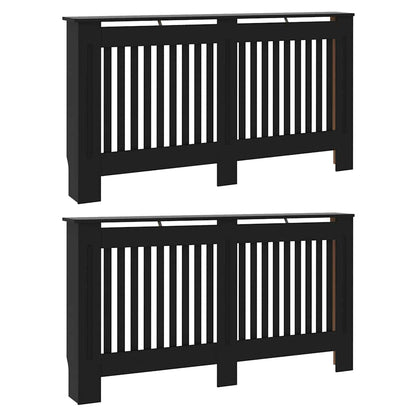 Heizkörperabdeckung 2 pcs Schwarz 152x19x81.5cm Holzwerkstoff