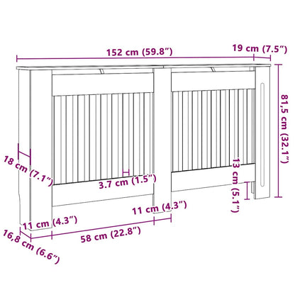Heizkörperabdeckung 2 pcs Schwarz 152x19x81.5cm Holzwerkstoff