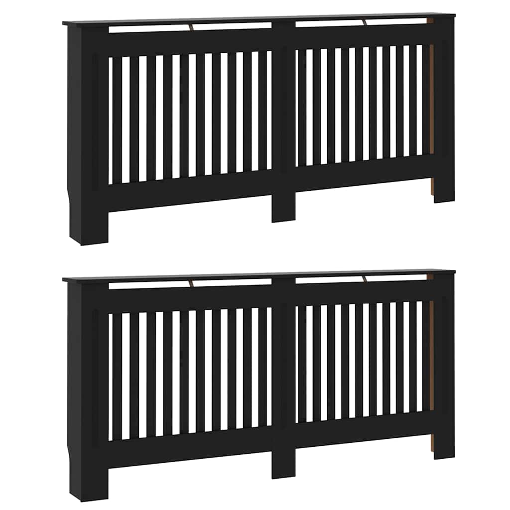 Heizkörperabdeckung 2 pcs Schwarz 172x19x81.5cm Holzwerkstoff
