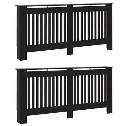 Heizkörperabdeckung 2 pcs Schwarz 172x19x81.5cm Holzwerkstoff