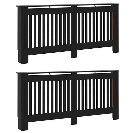 Heizkörperabdeckung 2 pcs Schwarz 172x19x81.5cm Holzwerkstoff