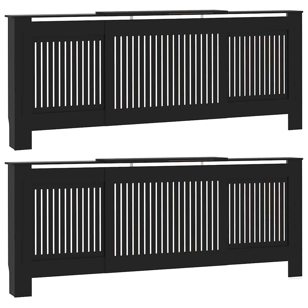 Heizkörperabdeckung 2 pcs Schwarz 205x20.5x81.5cm Holzwerkstoff