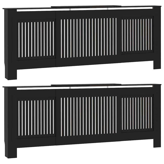 Heizkörperabdeckung 2 pcs Schwarz 205x20.5x81.5cm Holzwerkstoff