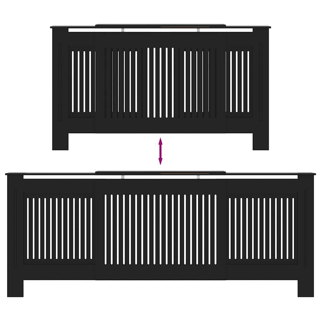 Heizkörperabdeckung 2 pcs Schwarz 205x20.5x81.5cm Holzwerkstoff