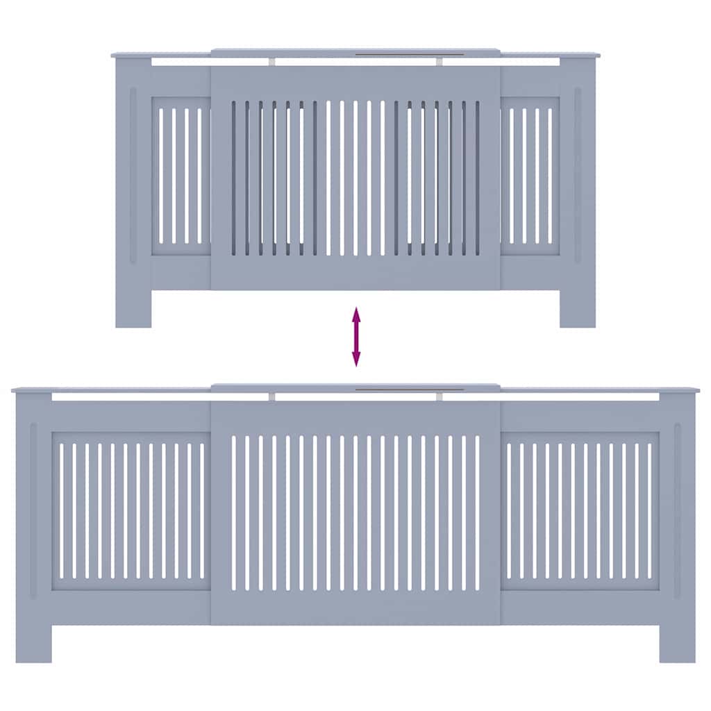 Heizkörperabdeckung 2 pcs Grau 205x20.5x81.5cm Holzwerkstoff